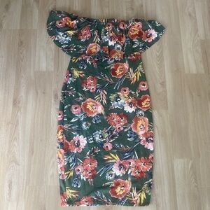 Mother Bee Maternity Floral off the shoulder dress